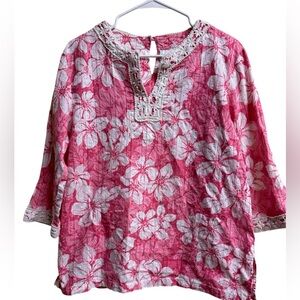 Alfred Dunner Women’s Floral Embroidered Tunic Top - Size 14